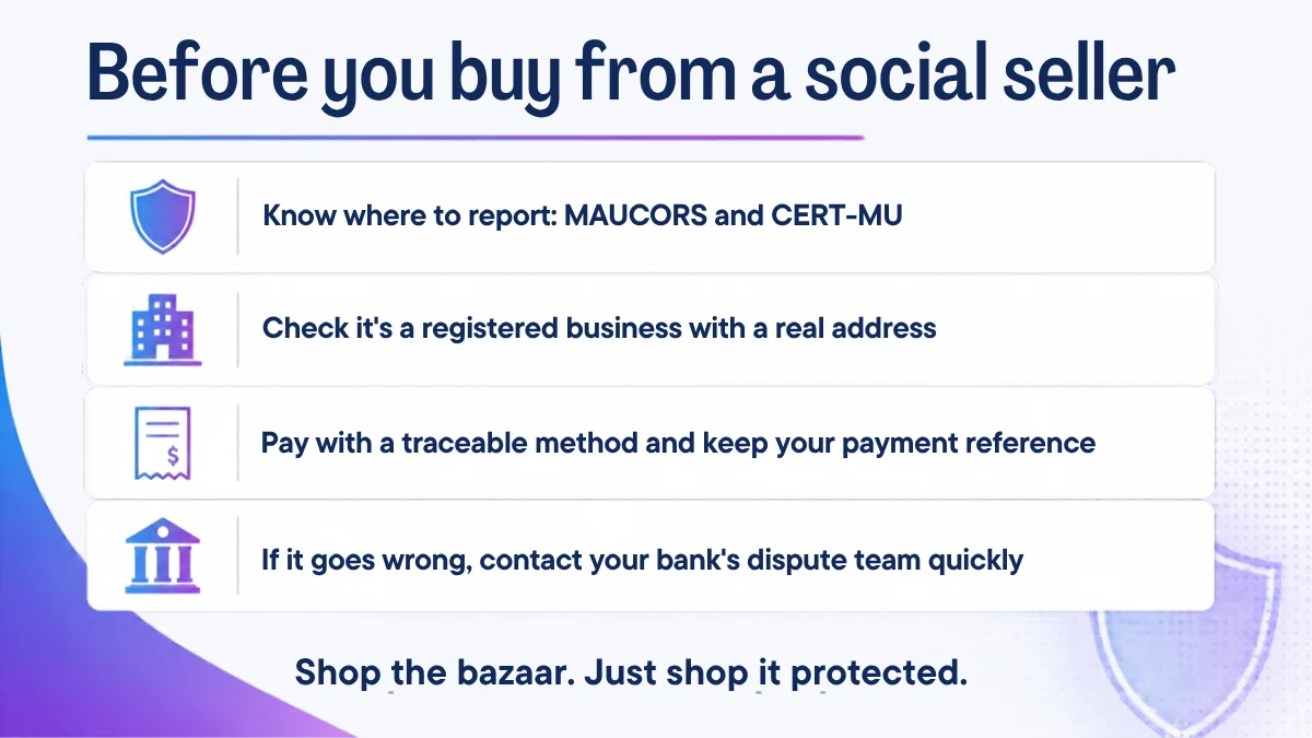 Checklist for safe online shopping in Mauritius from social sellers